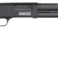 Mossberg 51609 590S 12 Gauge Pump 3" 10+1 18.50" Matte Blued Heavy Walled Barrel, Drilled & Tapped Black Receiver, Fixed Black Synthetic Stock