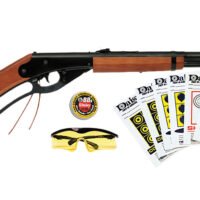 Daisy 994938-803 Red Ryder Shooting Kit Lever 177 BB Black Steel Barrel & Receiver, Fixed Engraved Wood Stock