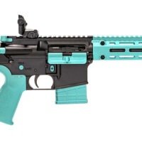 Tippmann Arms A101203 M4-22 LTE 22 LR 25+1 16" Black Parkerized Threaded Barrel, Matte Black Aluminum Receiver w/Picatinny Rail, Robin Egg Blue M-LOK Handguard, Composite Forend, Black Polymer Stock,