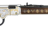 Henry H004ES2 Golden Boy Eagle Scout Tribute 2nd Edition 22 S/L/LR 16+1 20" Blued Octagon Barrel, Nickel Plated w/Selective 24kt Gold Plating Drilled & Tapped Receiver, American Walnut Straight