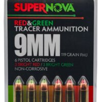 Supernova PMSN9MMMP Green/Red Tracer 9mmLuger 119Gr Full Metal Jacket 6 Per Box/60 Case