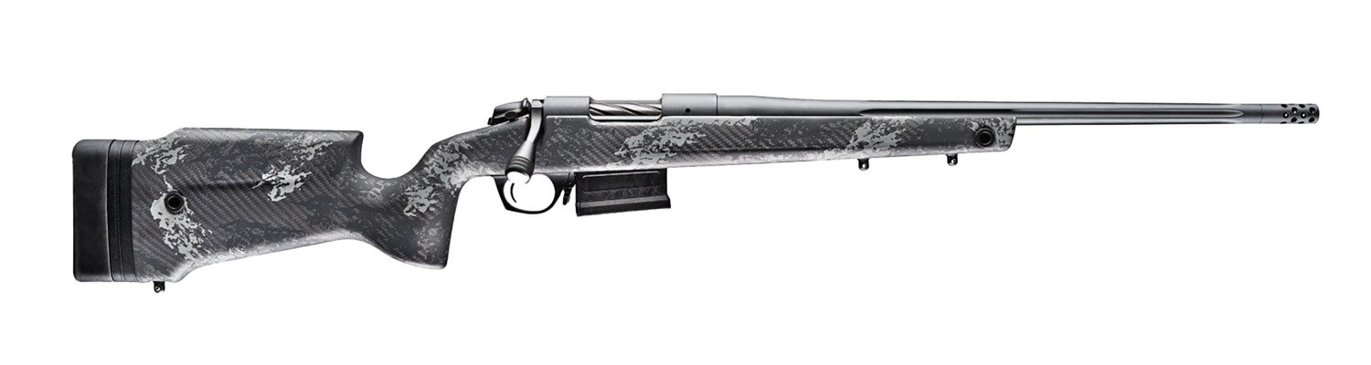 Bergara Rifles B14LM7518 B-14 Crest 300 PRC 5+1 22" Sniper Gray Cerakote Fluted Threaded Barrel, Sniper Gray Cerakote Steel Drilled & Tapped Receiver, Fixed Carbon Fiber w/Black & Gray Sponge Accents