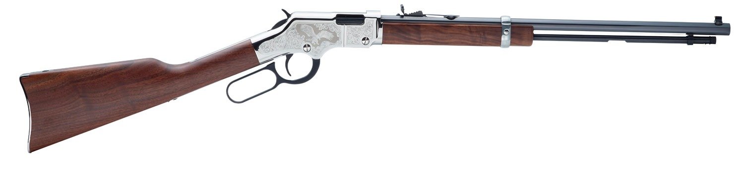 Henry H004SE2 Golden Boy Silver Eagle 2nd Edition 22 Short, 22 Long or 22 LR Caliber with 16 LR/21 Short Capacity, 20" Blued Barrel, Nickel-Plated Metal Finish & American Walnut Stock Right Hand (Full