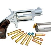 North American Arms 22MSC Mini-Revolver 22 LR/22 WMR 5 Shot 1.13" Stainless Steel Barrel, Frame & Cylinder, Rosewood Birdshead Grip Exposed Hammer