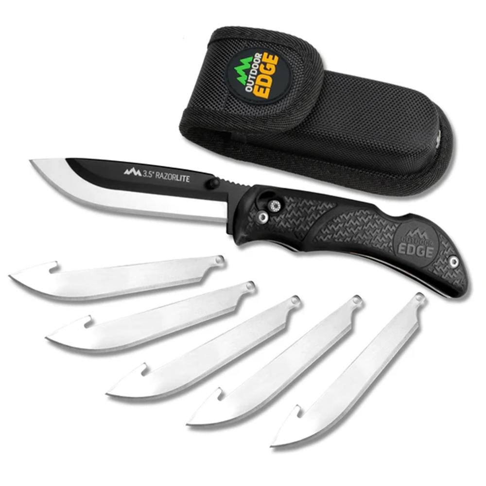 Outdoor Edge RazorPro L Replaceable Blade Hunting Knife 3-1/2" Drop Point Blade Black