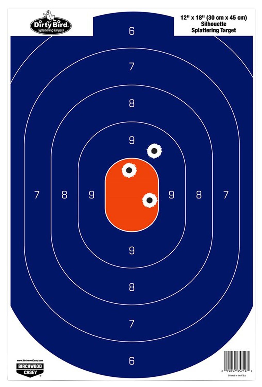 Birchwood Casey 35718 Dirty Bird Silhouette Tagboard Hanging Universal 12" x 18" Blue/Orange 8 Per Pkg
