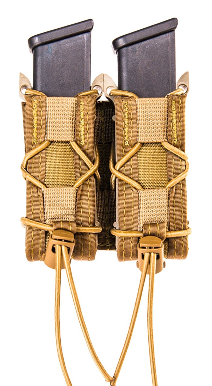High Speed Gear 13PT12CB TACO Mag Pouch Double Coyote Brown Nylon Belt Compatible w/ Pistol