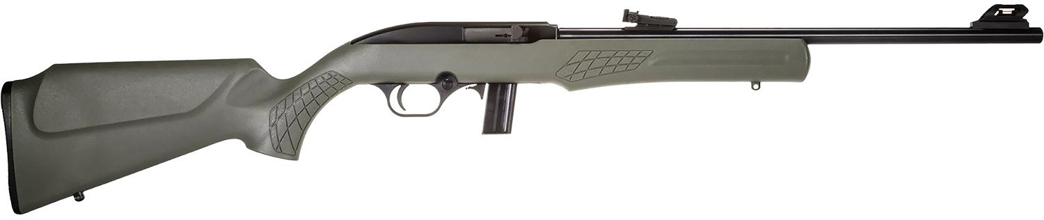 Rossi RS22L1811OD RS22 Semi-Auto 22 LR Caliber with 10+1 Capacity, 18" Barrel, Matte Black Metal Finish & Monte Carlo OD Green Synthetic Stock Right Hand (Full Size)