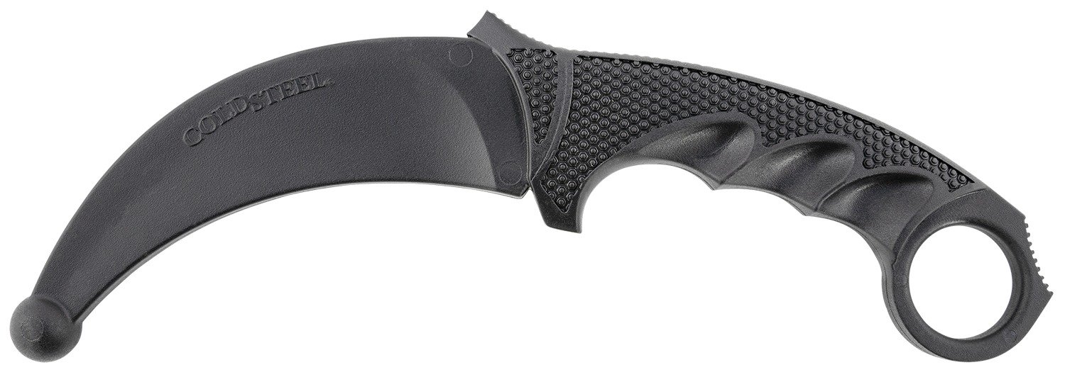 Cold Steel CS92R49 Karambit Rubber Trainer 4" Fixed Plain Black Santoprene Blade/Black Deep Checkered w/Ring Pommel Santoprene Handle
