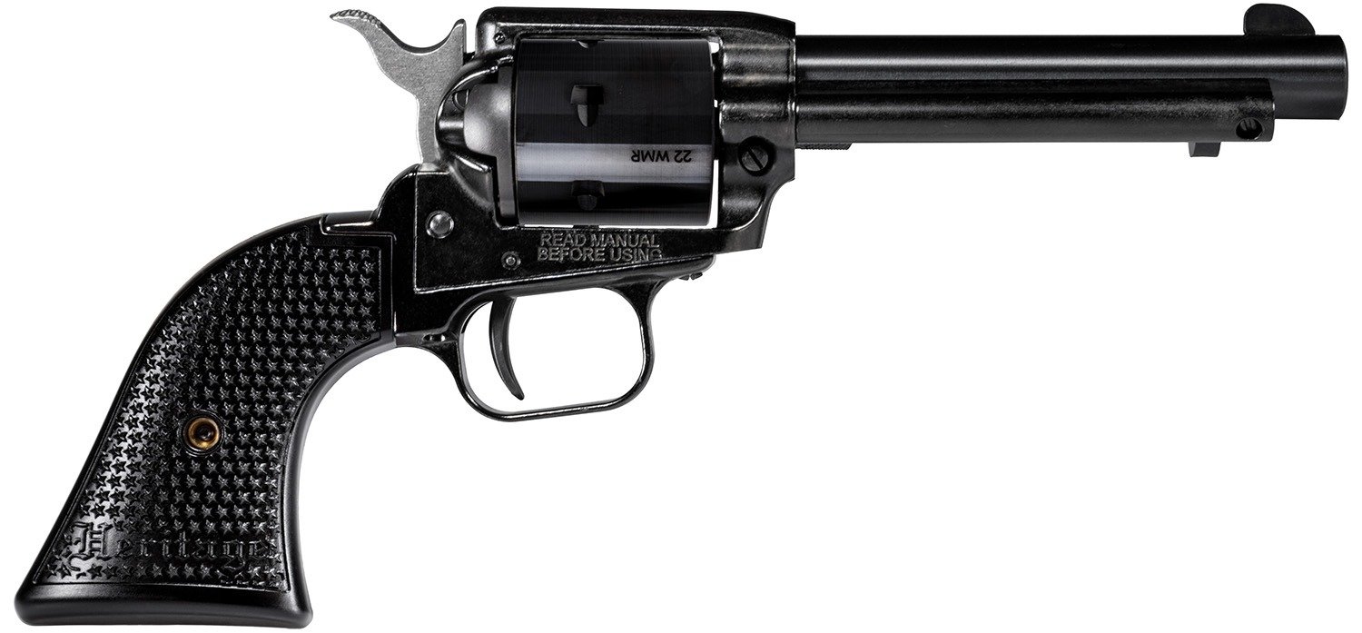 Heritage Mfg RR22MB4PG Rough Rider 22 LR/22 WMR 6 Shot, 4.75" Black Steel Barrel, Black Cerakote Zinc Alloy Frame, Black Cerakote Cylinder, Black Polymer Grip, Hammer/Thumb Safety, Exposed Hammer