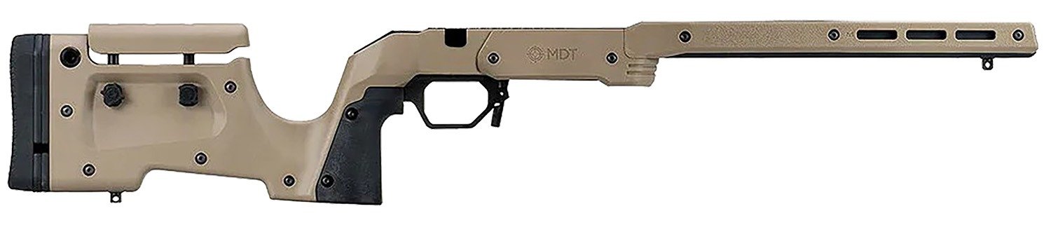 Mdt Sporting Goods Inc 104690FDE XRS Chassis FDE Aluminum Core with Polymer Panels, Adj. Cheekrest, M-LOK Forend, Interchangeable Grips, AICS Mag Compatible, Fits Short Action Howa 1500