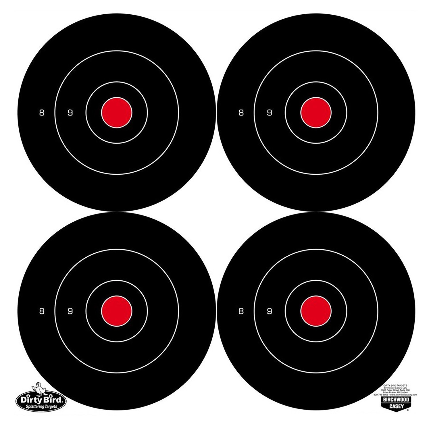 Birchwood Casey 35504 Dirty Bird 5.50" Bullseye Tagboard Hanging Black/White 12 PK