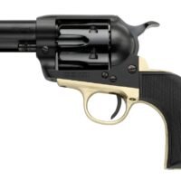 Pietta PFI38ALLOYBR312CB 38 Super 6 Shot 10rd Shot 3.50" Matte Black Alloy Steel Frame w/Brass Backstrap & Trigger Guard, Black Checkered Grip