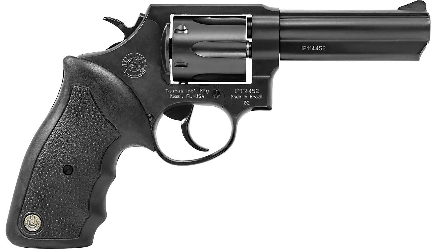 Taurus 2-820041 82 Medium 38 Special +P 6 Shot 4" Matte Black Oxide Alloy Steel Barrel, Cylinder & Frame, Black Finger Grooved Rubber Grip, Transfer Bar Safety, Exposed Hammer