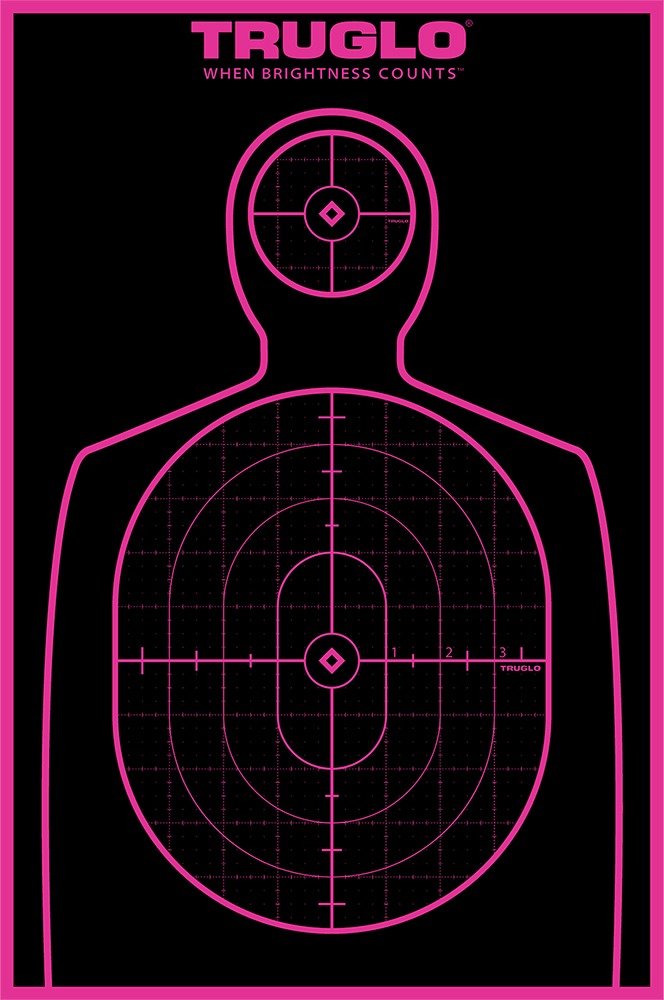 TruGlo TG13P6 Tru-See Handgun Target Self-Adhesive Heavy Paper Black/Pink 12"x18" Silhouette 6 Pack