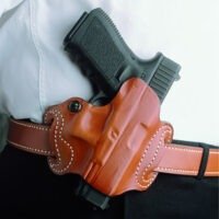 DeSantis Gunhide 086BAE1Z0 Mini Slide OWB Black Leather Belt Slide Compatible w/Most Glock Belt 1.75" Wide Right Hand