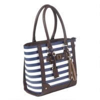 Bulldog Tote Style Purse w/Holster Navy Stripe